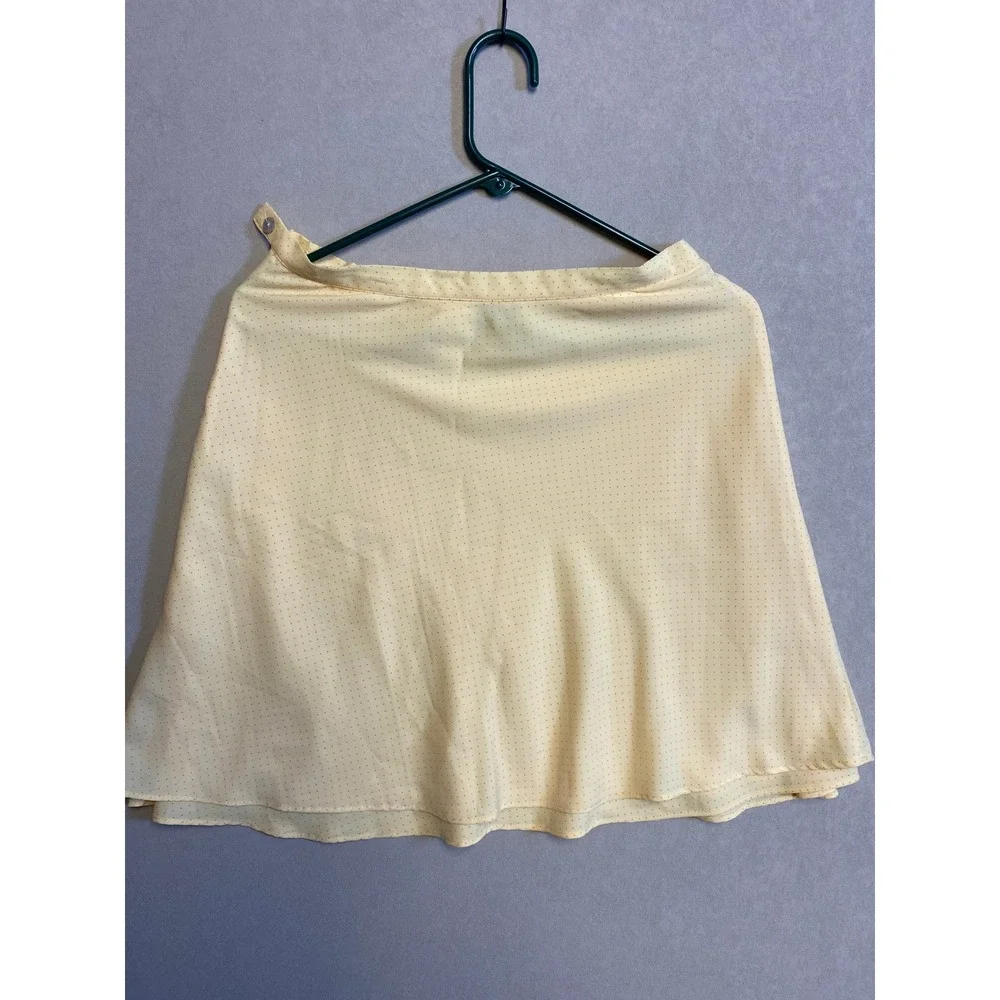 Tailor B Moss Yellow Polka Dot A-Line Mini Skirt Size 8 Made in USA
